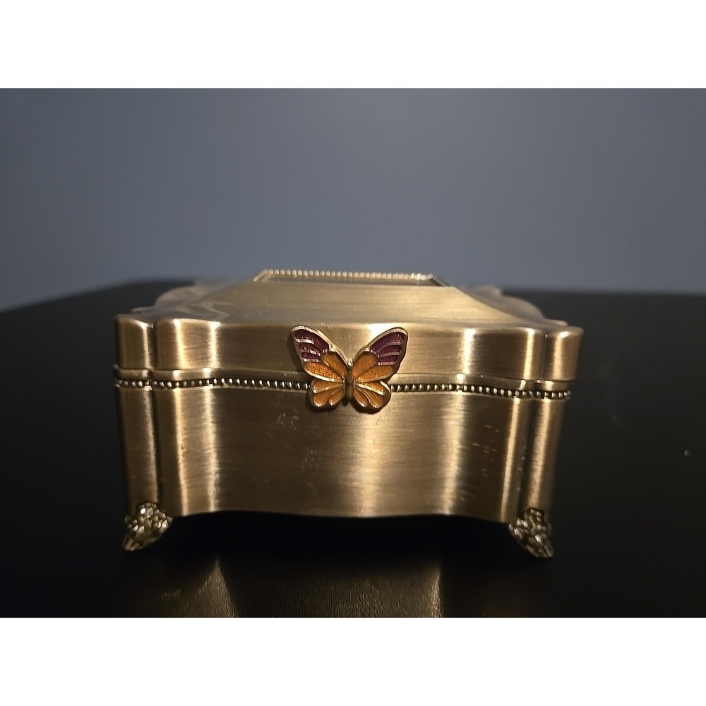 Things Remembered Silver Jewelry Box with Swarovski Crystals and Butterfly 4.25"